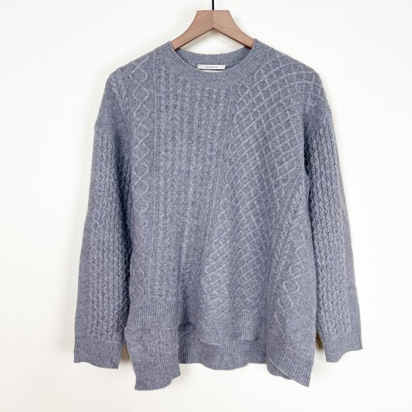 100% Cashmere Cable Knit Sweater Relaxed Oversized Fit Preppy Fall Christmas - Picture 1 of 7